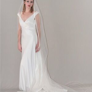 Classic Cathedral Length Veil with Satin Ribbon Edge